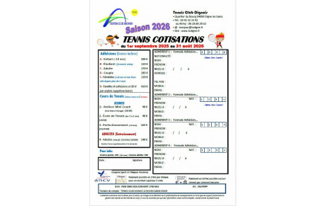 Tarification du Club pour la saison 2026